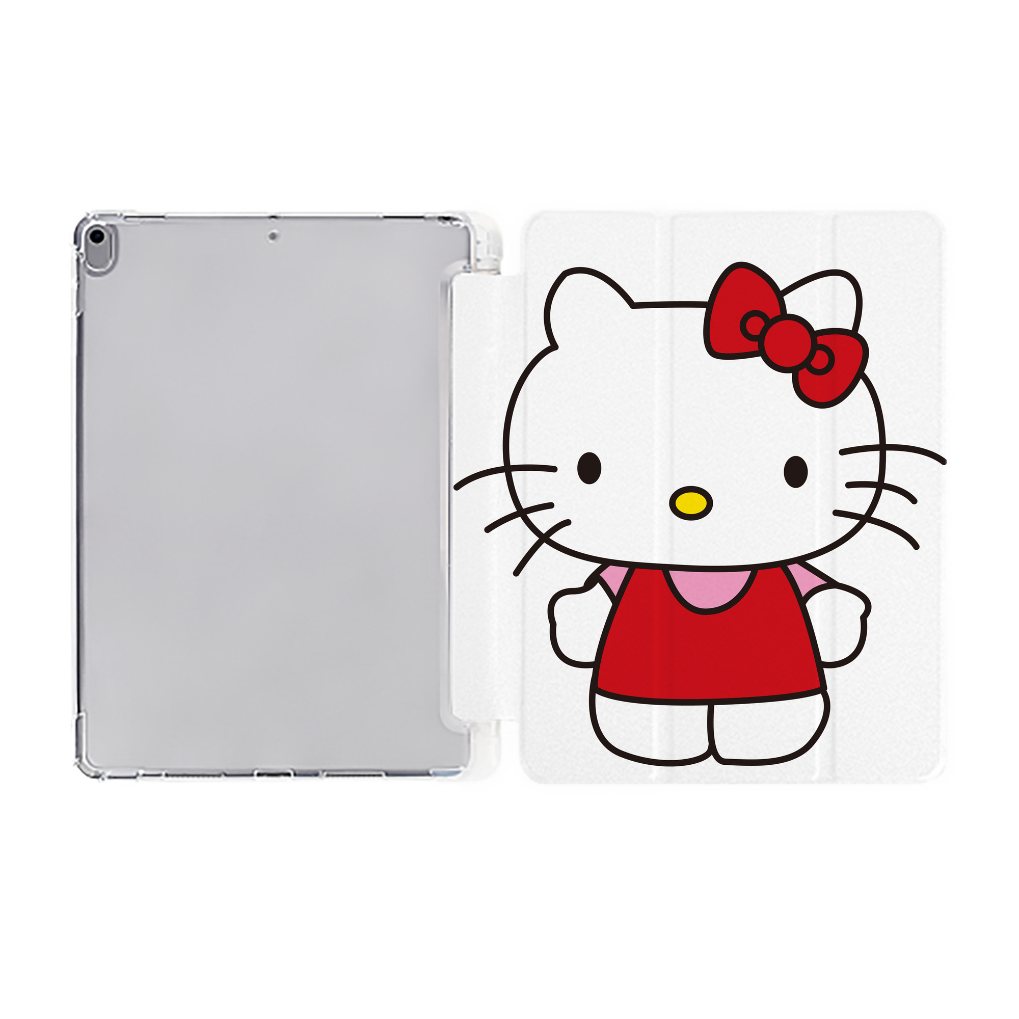 （画像用） Hello Kitty ハローキティ IPad ケース ペン収納付き 三つ折りスタンド PUレザー×シリコン 対応機種9.5/10.5/10.9インチ
